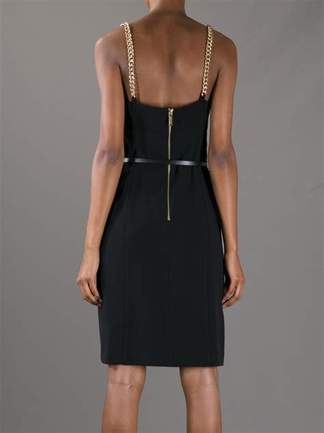 michael kors black dress with gold chain|michael kors long black dresses.